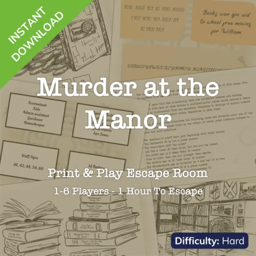 Printable Escape Room | Murder at the Manor